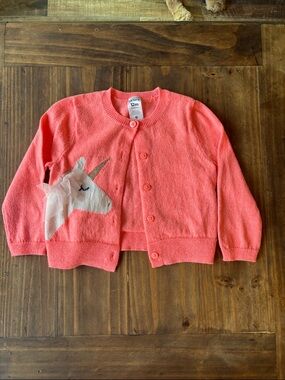 Carter's Coral Knit Unicorn Cardigan with Tulle